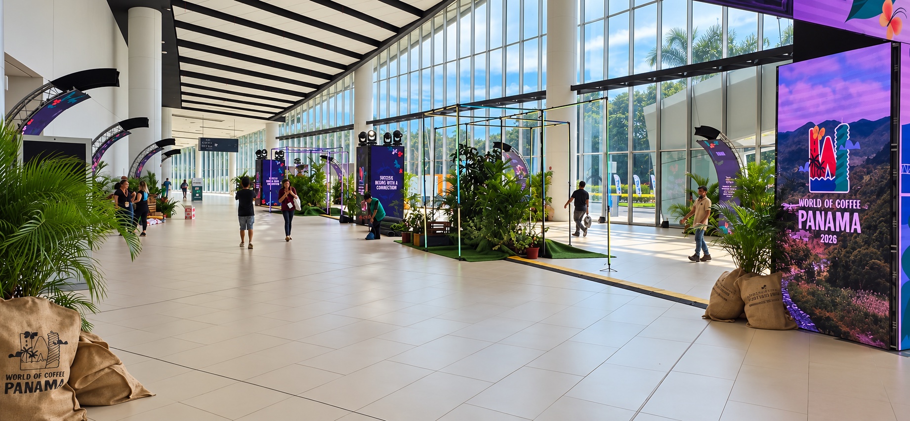 Plantas y ambientación de Vivero Rose en World of Coffee Panamá 2026