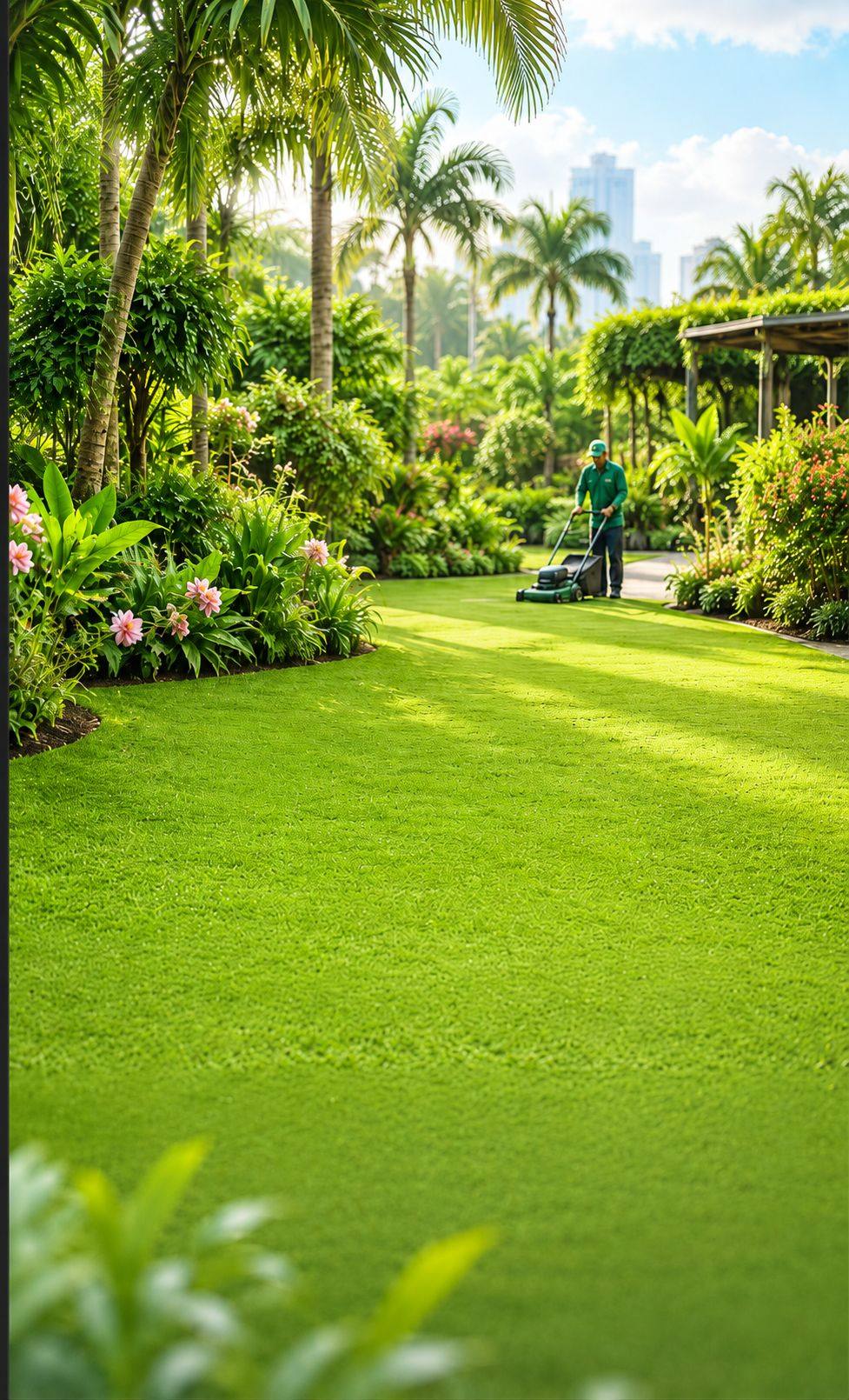 Jardinero de Vivero Rose dando mantenimiento